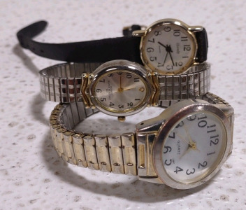 (1) Eternity Stainless Steel Back Watch, (1) Water Resistant 30M Stainless Steel Back Watch, & (1) Base Metal Bezel Stainless Steel Back Japan Movt Watch