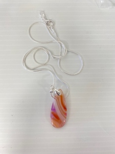 Peach Red Striped Agate Gemstone Necklace