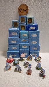 (12) Assorted Sonshine Promises Blue Bird Figurines by Gretchen Clasby ©1998 "A Happy Heart is Good Medicine"