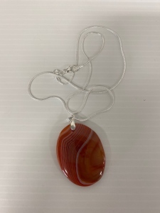 Orange Striped Agate Gemstone Necklace