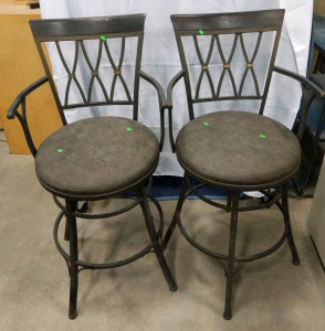 (2) Metal Bar Stools w/ Cushioned Seats