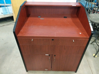 (1) Wood Presentation Podium w/ Locking Drawers - 41"x31"x48"