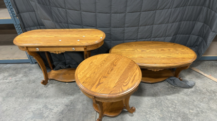 A.A. Laun 3 pc. Wooden Living Room Table Set (End Table, Center Table, Console Table)