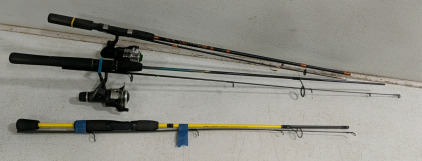 (3) Fishing Rods - (1) MCS56-2 Light Action (1) PS30-6'6" Med Light w/ Reel (1) WG-562MSP Medium Action w/ Reel