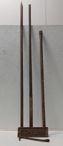 (3) Large Prybars, Metal Sign, Small crow Bar