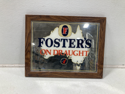 Vintage Fosters Lagers Beer Mirror Sign, 18”x14”