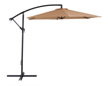 New CorLiving 10’ Offset Cantilever Patio Umbrella (Taupe)