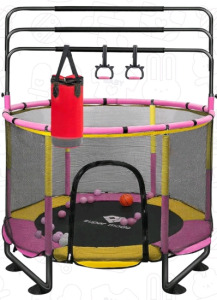 (1) Kids Trampoline, 5' x 4', Yellow/ Pink