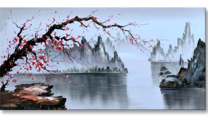 (1) Large Traditional Chinese Shanshui Painting/Canvas Wall Art, Plum Blossom 30" x 60"