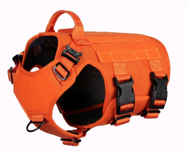 (1) ICEFANG Tactical Dog Harness, Velcro Patch Panels, Molle Working Dog Vest with Anti-Pull Handle, Front Leash Clip and 6 Buckles, Reflective Orange <br/>