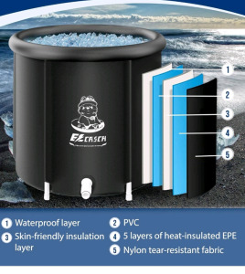 (1) Ezcasch Ice Bath Tub 87gal Exlarge Inflatable Cold Plunge Tub,Portable, W/Cover, 29.5"H<br/>