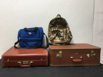 (2) Vintage Suit Cases (2) Bags