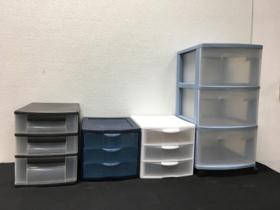 (4) Plastic Storage Drawer Units