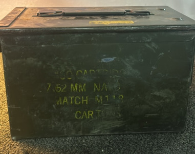 Vintage US Military Metal Ammunition Container 160 Cartridges, 7.62 MM NATO, Match M118 Cartons