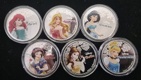 (6) Disney Princess Silver Plated Collectible Coins