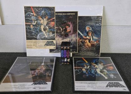 Vintage Star Wars 77 Posters In Frames, (3) Original Series Star Wars Posters, VHS Original Trilogy