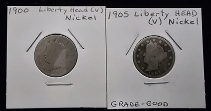 (2) Liberty Head (v) Nickles- 1900 And 1905