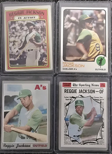 (4) Reggie Jackson MLB Baseball Cards- Authentication Unavailable