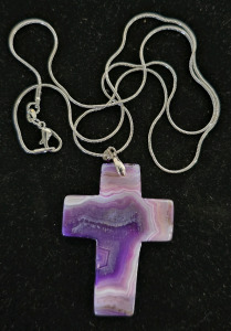 63.35ct Natural Amethyst Cross Cut .925 Necklace