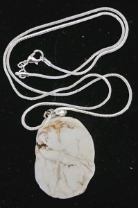 White Buffalo Turquoise Free-form Slice .925 Necklace