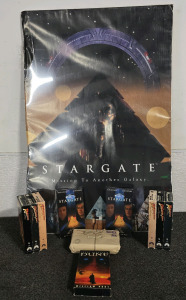 (2) VHS Indiana Jones Trilogies, Indiana Jones Journal Package From The Last Crusade, Stagate Poster And VHS, Dune VHS