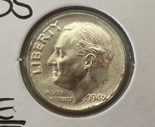 1946-D Rare Full Bands Silver Dime