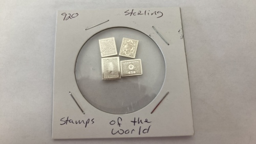 (4) Sterling Silver Stamps of The World