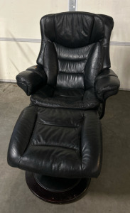 Black Leather Rocking Chair & Ottoman