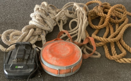 3 BUNDLES OF ROPE, LARGE CANTEEN.