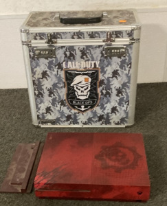 CALL OF DUTY BLACK OPS BOX, XBOX ONE S GEARS OF WAR EDITION (MISSING POWER SUPPLY).