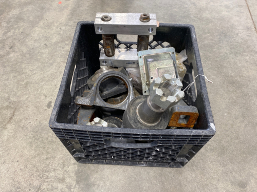 Crate With Assorted Steel Parts and Pieces