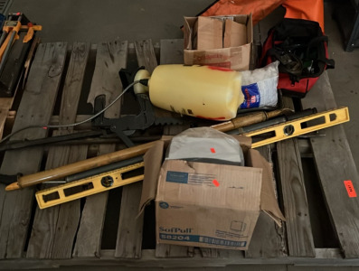 An Assortment of Tow Straps (1) Round Up Weed Sprayer (1) 48" Leveler & More
