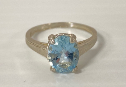 Size 5.5 Sterling Ring With Blue Stone