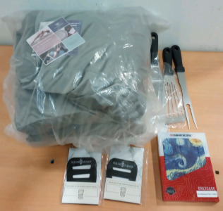 A Assortment of Grilling Utensils (1) Florensi Meditation Pillow (2) Tie Square Guards & Much More (r6)