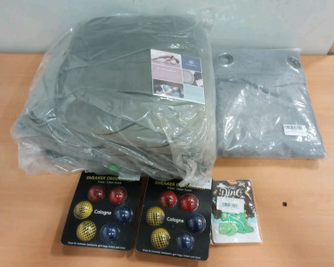 (1) Florensi Meditation Pillow (2) Sneaker Deodorant Packs (1) Grey Shower Curtain & Much More (r6)