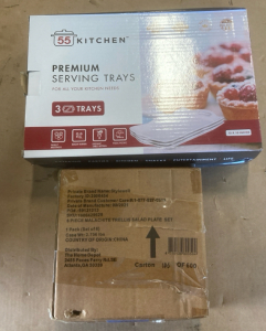 (2) 3 Packs of 55 Kitchen Serving Trays 15x10&rdquo; (6) Malachite Trellis Salad Plates