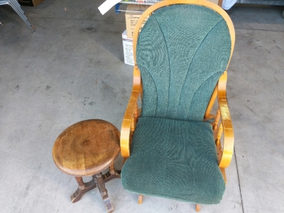 Vintage Wood Rocking Chair and Stool (sp1)
