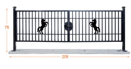 New Metal Farm Gate (20&rsquo;x7&rsquo; W/Horse Design) -Only 1 Set