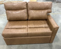 Brown Leather Corner RV Couch - 84&rdquo;