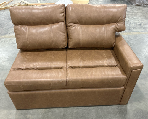 Brown Leather Corner RV Couch - 84&rdquo;