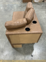 Brown Leather Curved RV Couch - 84&rdquo; - 2