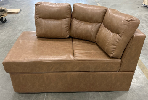 Brown Leather Curved RV Couch - 84”