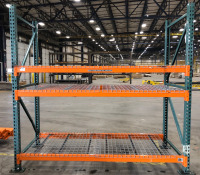 Industrial Metal Shelving Unit 20ft - Stock Photo