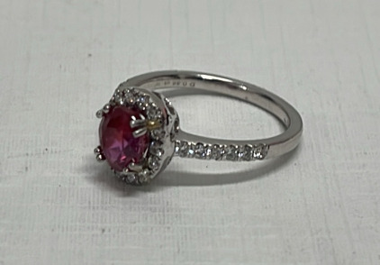 1.60ct. Oval Brilliant Cut Pink Sapphire And 0.38ct. Diamond Platinum Ladies Ring Size 6 AIGL Certified (Value $9,100)