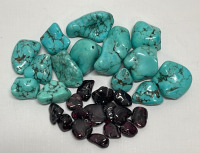 357ct. Turquoise And 83.70ct. Natural Idaho Star Garnets ( All Tumbled And Polished)
