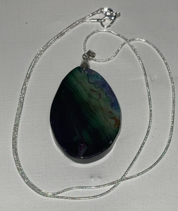56.50ct. Natural Rainbow Fire Agate Pendant W/ .925 Silver Necklace