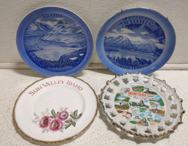 (4) Antique Collectible State Plates