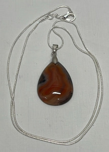 41.85ct. Natural Beautiful Multi Colored Agate Teardrop Pendant W/ .925 Silver Necklace