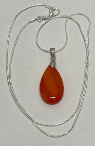 22.95ct. Natural Striped Agate Gemstone Pendant W/ .925 Silver Necklace