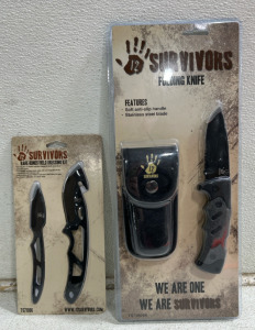 (1) New 12 Survivors 3.5&rdquo; Folding Knife And Case And (1) Bare Bones Field Dressing Kit